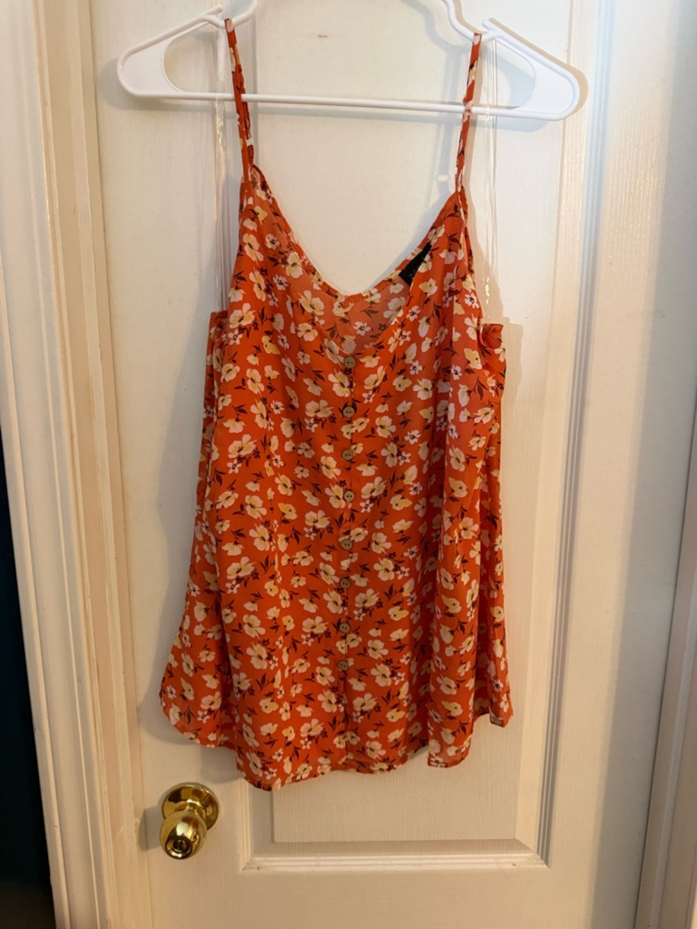 Zenobia Orange Floral V-Neck Camisole